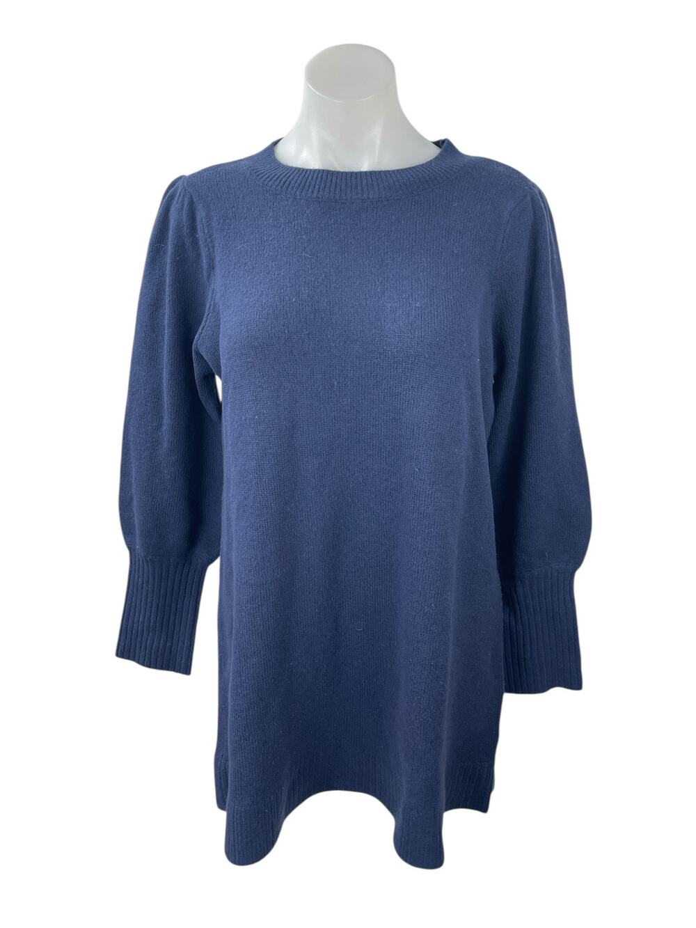 Hill House 100% Wool Women's Navy Blue Crew Neck Long Sleeve Tunic Sweater Top S